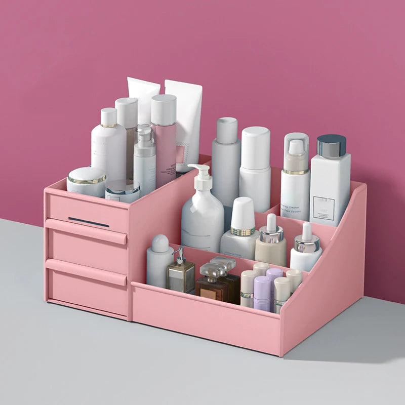 Large Capacity New Drawer Makeup Storage Box Cosmetic Organizer Jewelry Dormitory Makeup Container Table Desktop Storage Box