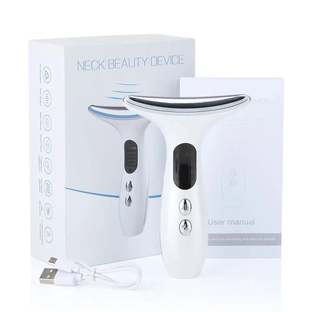 7in1 Face Lift Device EMS RF Microcurrent Skin Rejuvenation Facial Massager + 3Color Neck Face Beauty Device Removal Double Chin