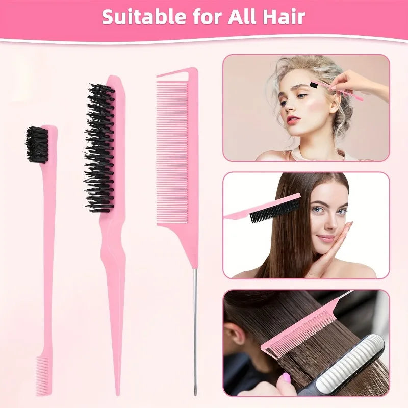 4pcs professional hair styling tool sliding back hair brush mouse tail comb flexible bristles hair hair smoothing salon tools