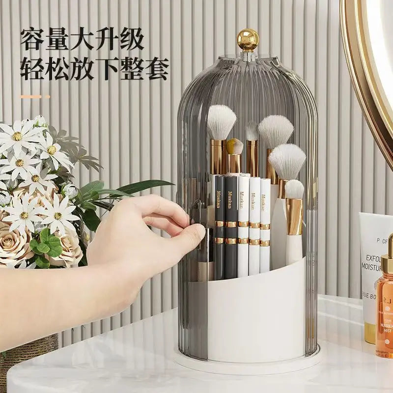 360° Rotating Makeup Brush Holder With Lid Luxury Cosmetic Organizer Lipstick Eyebrow Pencil Holder Eye Shadow Storage Box