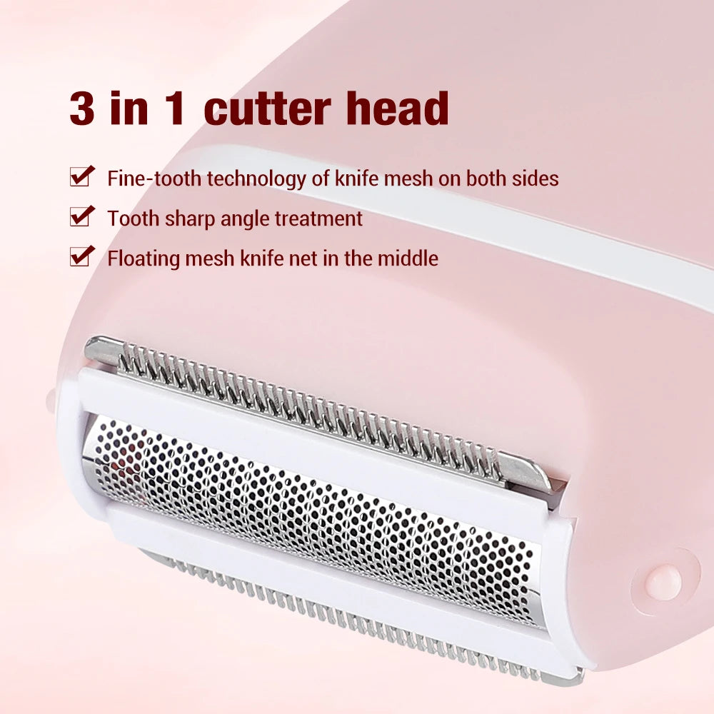 Women Electric Epilator 3 In 1 Electric Shaver Bikini Underarm Leg Face Hair Removal Trimmer Body Depilador Safe Shaving Machine
