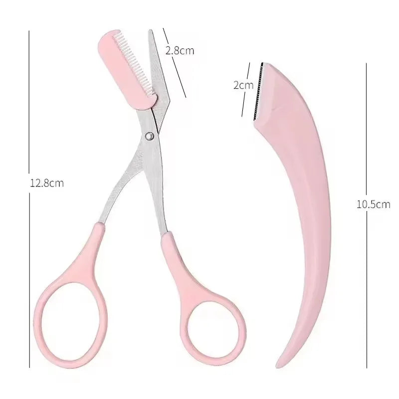 1/2Pcs for Women Eyebrow Scissors with Comb Brow Trimmer Scraper Eyebrow Trimming Knife Eyebrow Face Razor Facial Kit For