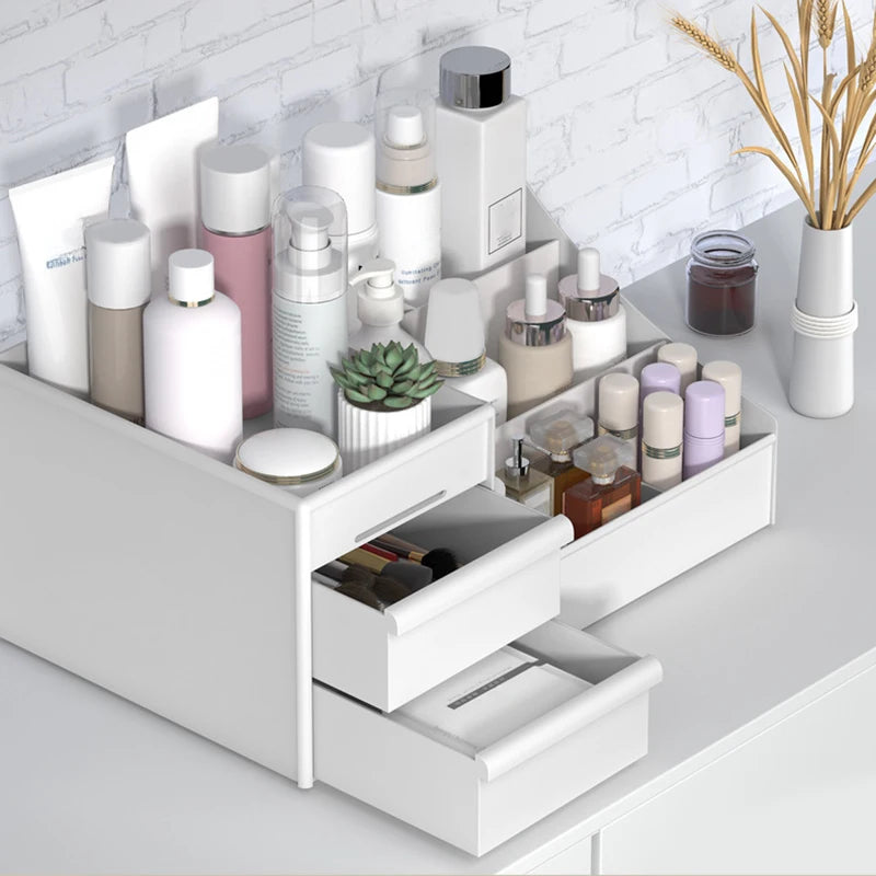 Large Capacity New Drawer Makeup Storage Box Cosmetic Organizer Jewelry Dormitory Makeup Container Table Desktop Storage Box
