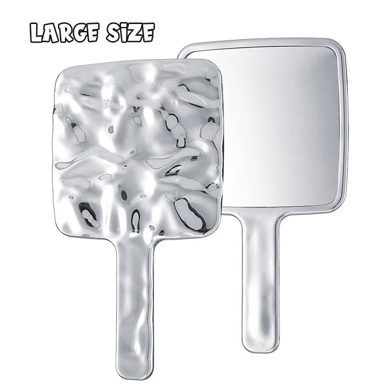 Square Handheld Makeup Mirror Liquid Shape Vanity Mirror with Handle Hand Mirror SPA Salon Compact Mirrors for Eyelash Extension