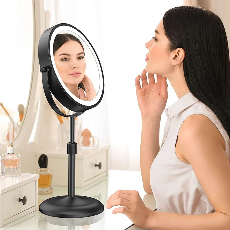8 Inch 10X Magnification Makeup Mirror 360° Rotating Professional Desktop Cosmetic Mirror 8" Double Sided Magnifier stand