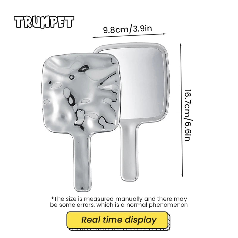 Square Handheld Makeup Mirror Liquid Shape Vanity Mirror with Handle Hand Mirror SPA Salon Compact Mirrors for Eyelash Extension
