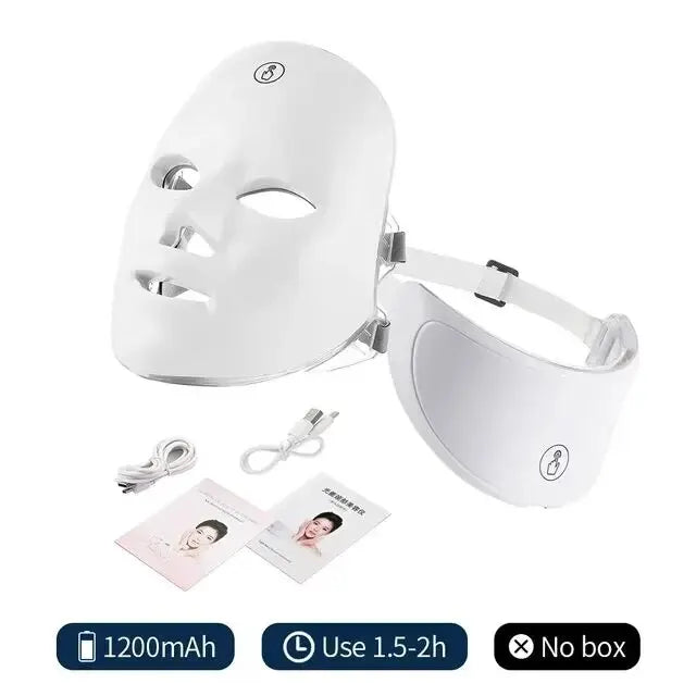 Máscara Facial LED Premium 7 Cores Foreverlily – Fototerapia Facial com Área para Pescoço