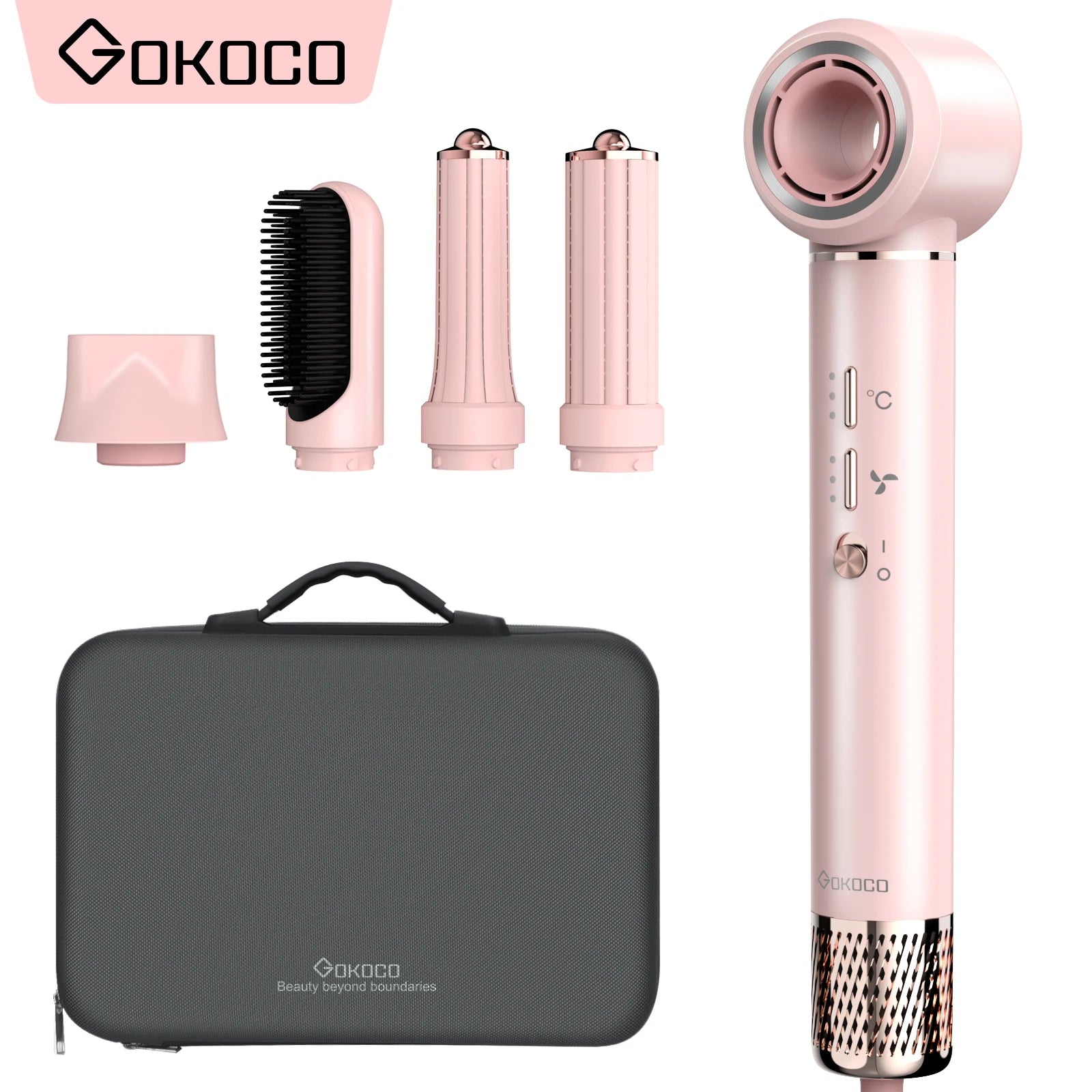 Modelador de Cabelo Gokoco S1 Pro 5 em 1 – Secador de Alta Velocidade com Íons Negativos e Acessórios Magnéticos