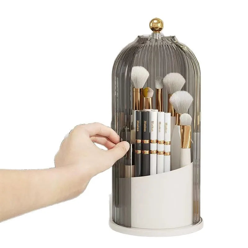 360° Rotating Makeup Brush Holder With Lid Luxury Cosmetic Organizer Lipstick Eyebrow Pencil Holder Eye Shadow Storage Box