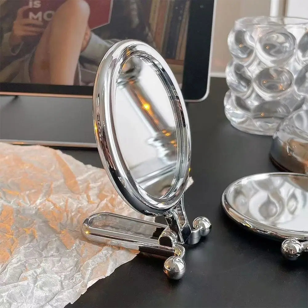 2/5/10X Magnifying Makeup Mirror Round Shape Handheld Folding Mirror Multifunctional Plastic Small Mirror Dressing Table