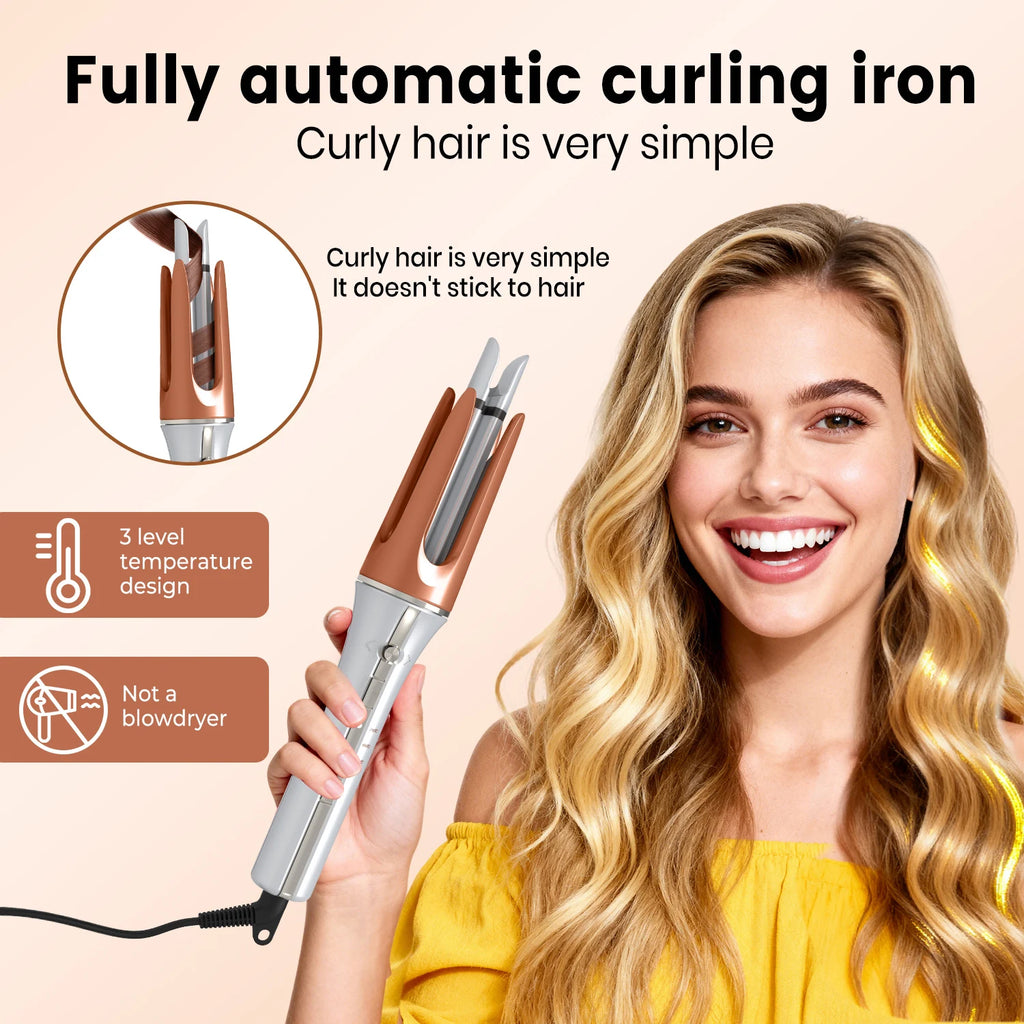 Auto Negative ions Rotating Hair Curler 3 grades Temperature Ceramic Fast Heat Hair Curler Big Wave Curling Iron Styling Tools